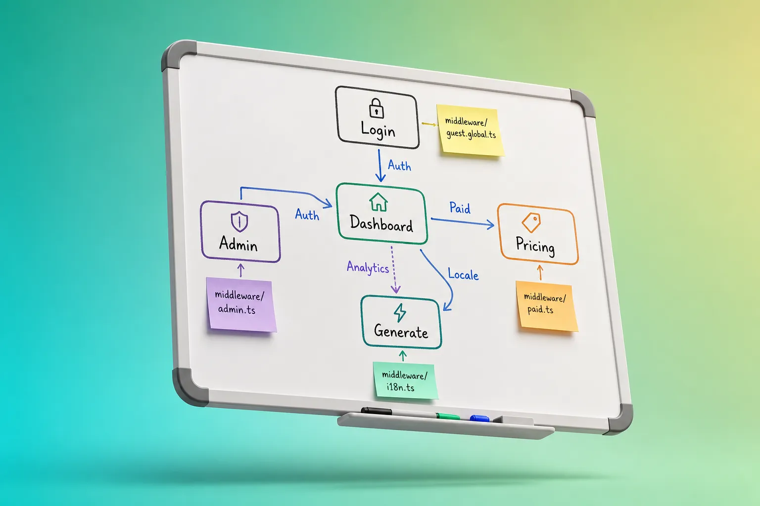 Use Nuxt 3 middleware to guard auth, subscriptions, locales, admin, and analytics. Concrete patterns, code, and pitfalls for SaaS and AI apps.