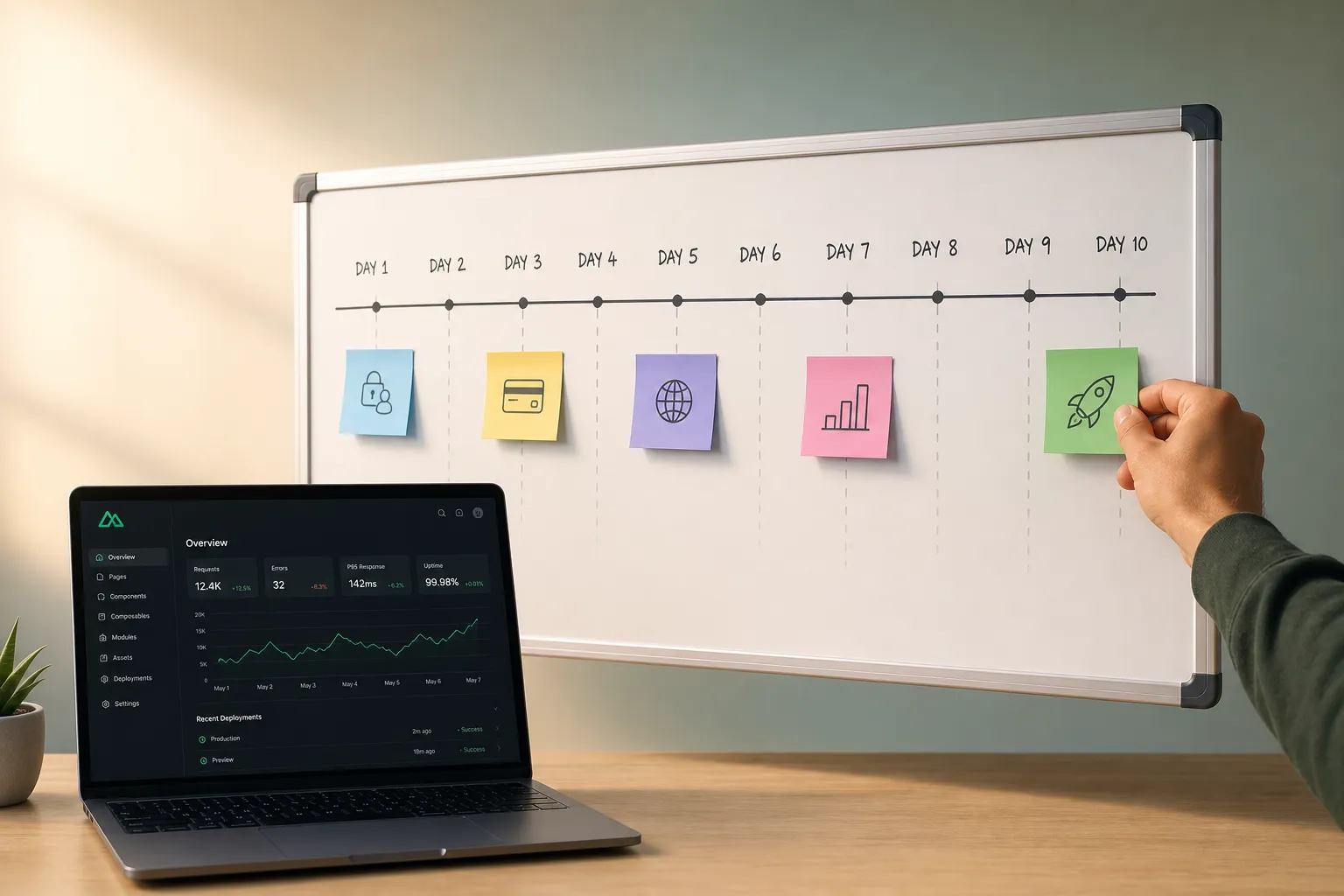 How we shipped a paid AI MVP in 10 days with a Nuxt starter kit. Real metrics on traffic, signups, conversions, revenue, and the exact features we used.